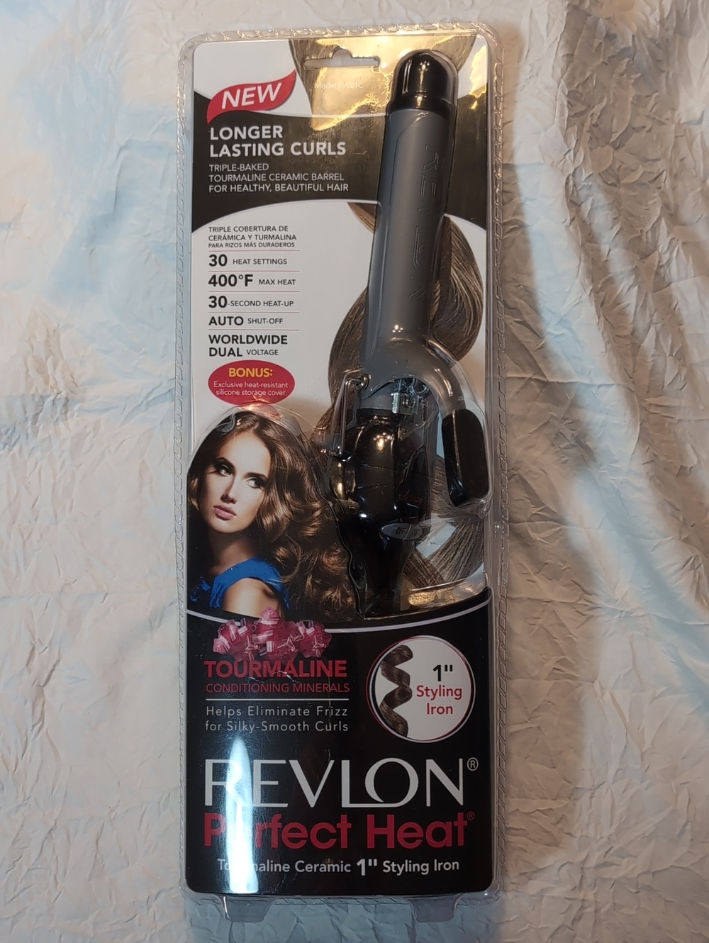 Revlon Perfect Heat 1" Tourmaline Ceramic Styling Iron - Gray and Black